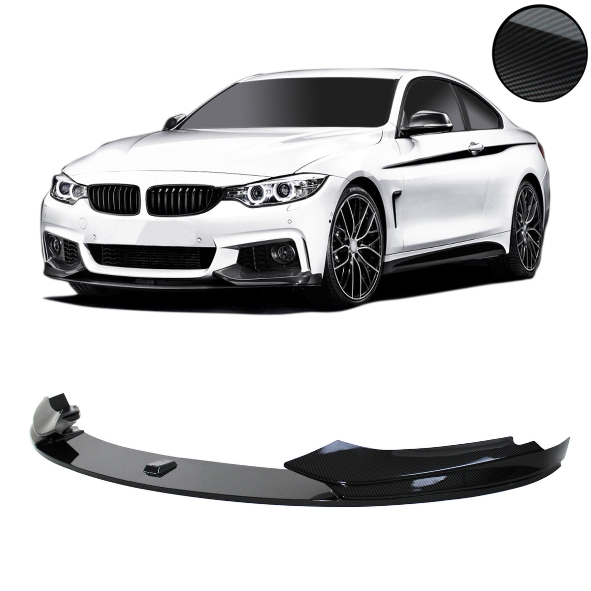 JOM Lèvre de Pare-choc Avant pour BMW Série 4 F32/F33/F36 2013-2021 Carbon Optik Sport Look 2 pièces
