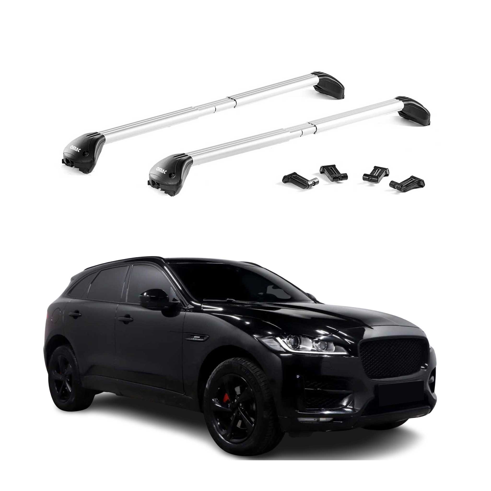 Barres de toit transversales pour Jaguar F-Pace 2016-2025 Aluminium Gris 2x ABE