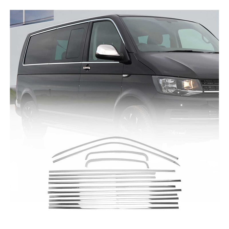 Garniture de Fenêtre pour VW Transporter T5 2003-2015 L2 Acier Inox 14Pcs
