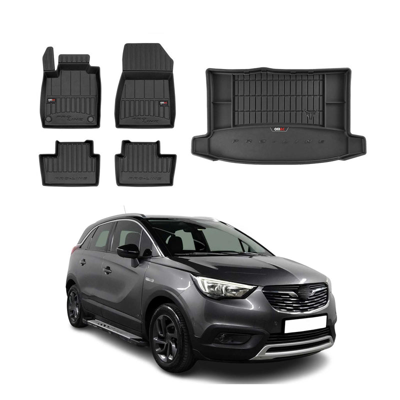 Kit Tapis de Sol et Coffre pour Opel Grandland X 2017-2022 TPE Noir