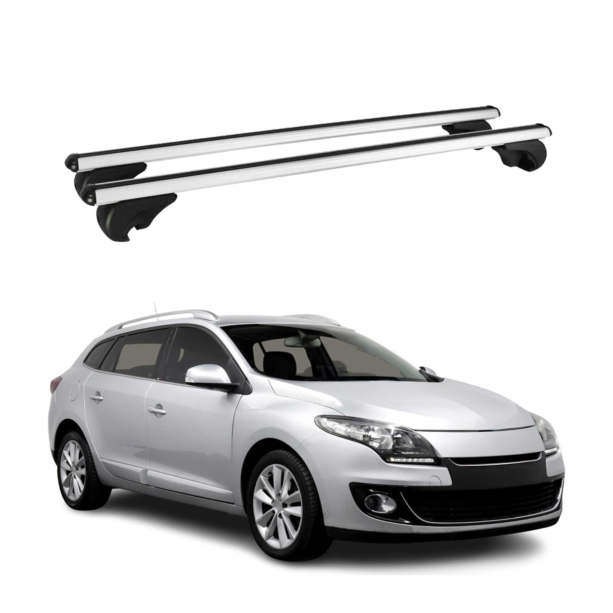 Barres de toit Transversales pour Renault Megane 2009-2016 Aluminium Argent