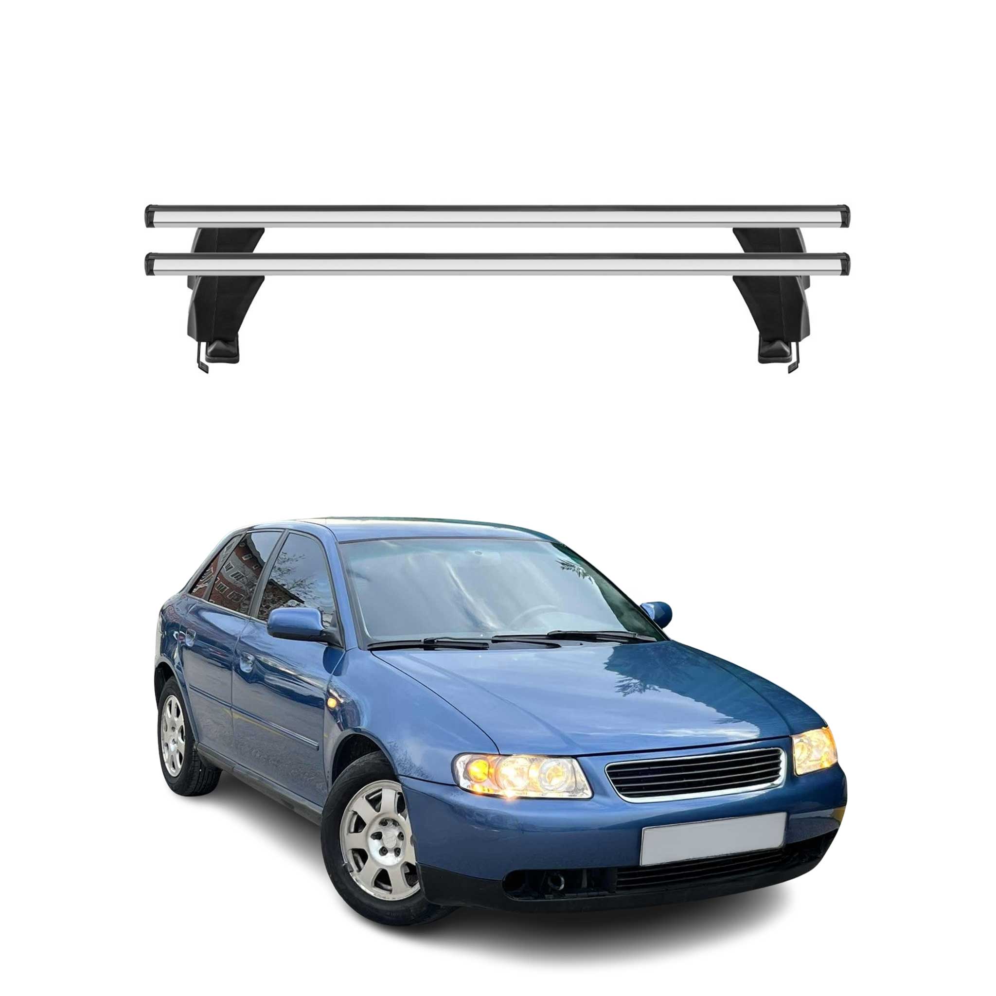 Menabo Barres de toit transversales pour Audi A3 8L 5Porte 1996-03 Alu Gris 2x