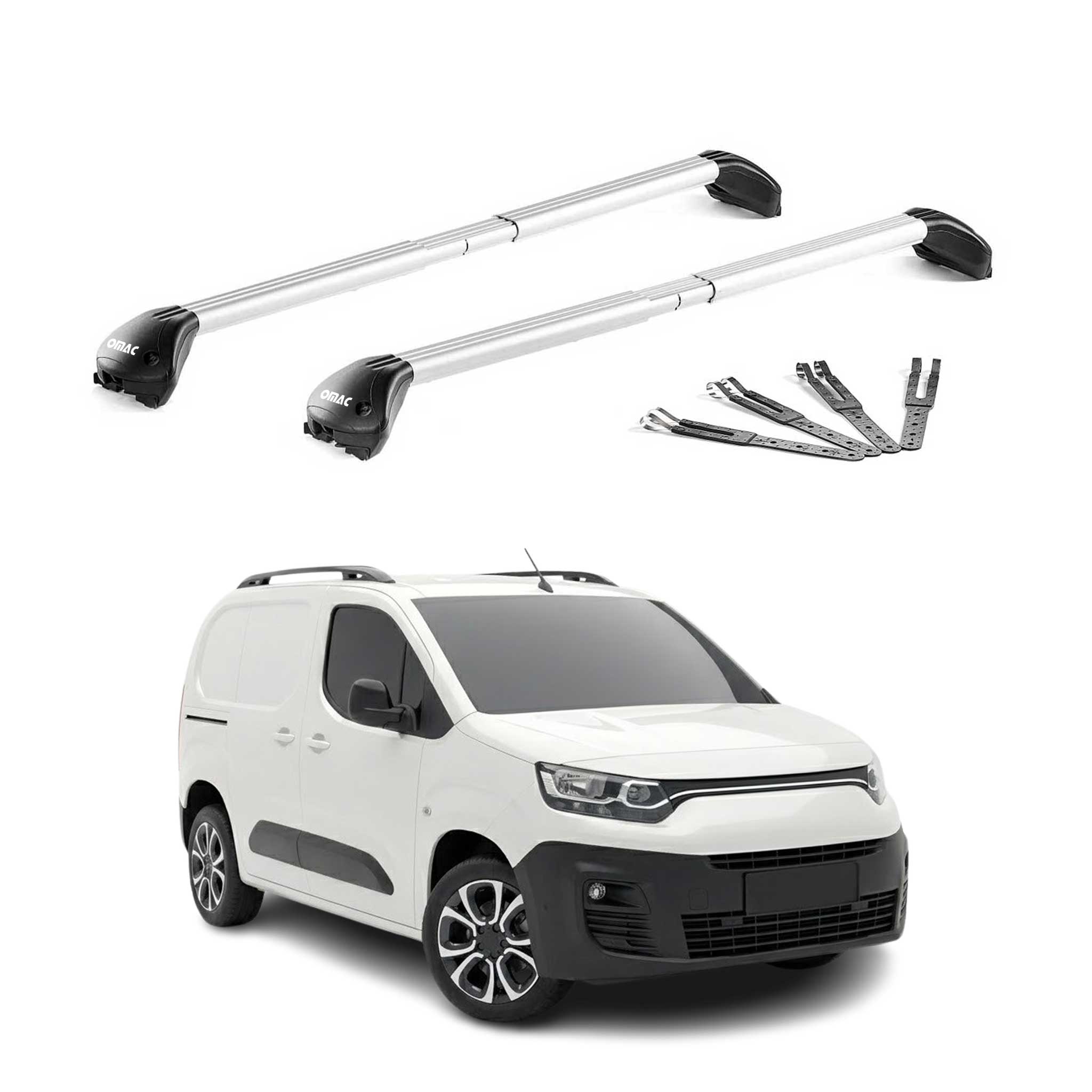 Barres de toit pour Fiat Doblo 2022-2026 Gris Argenté Aluminium 2x ABE