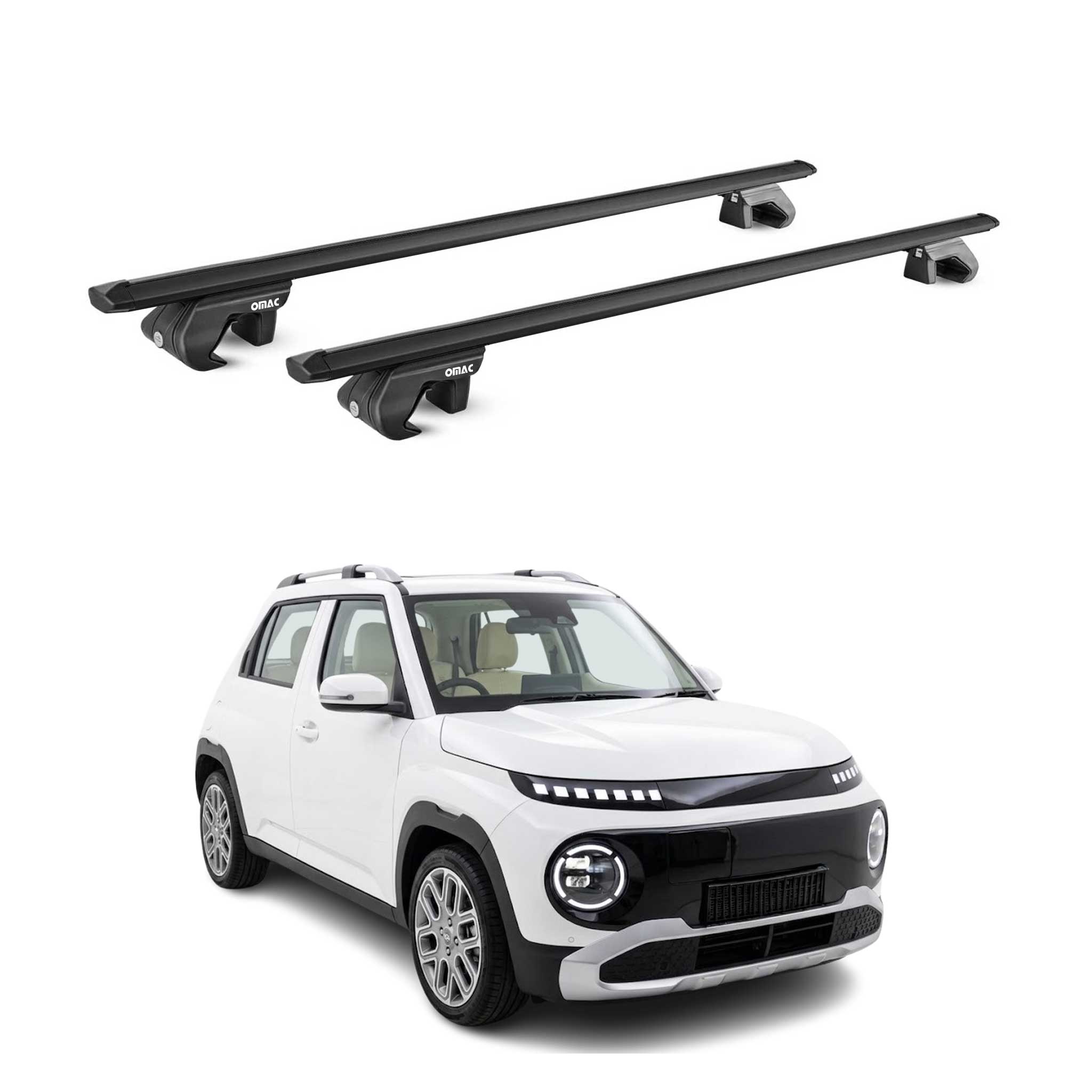 Barres de toit transversales pour Hyundai Inster 2024-2026 Aluminium Noir ABE