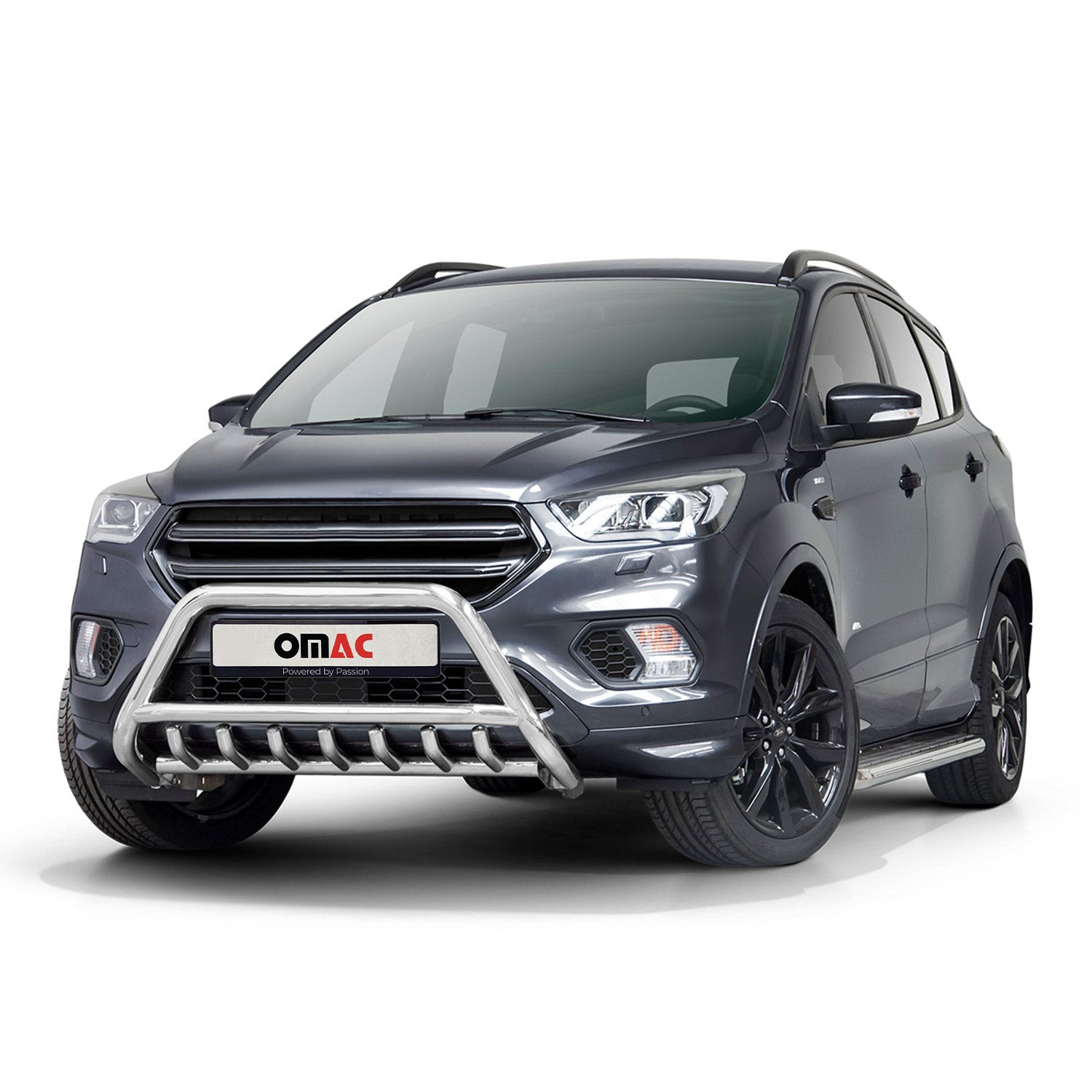 Pare-Buffle Avant Pour Ford Kuga II 2017-19 Facelift en Acier Inoxydable Argent