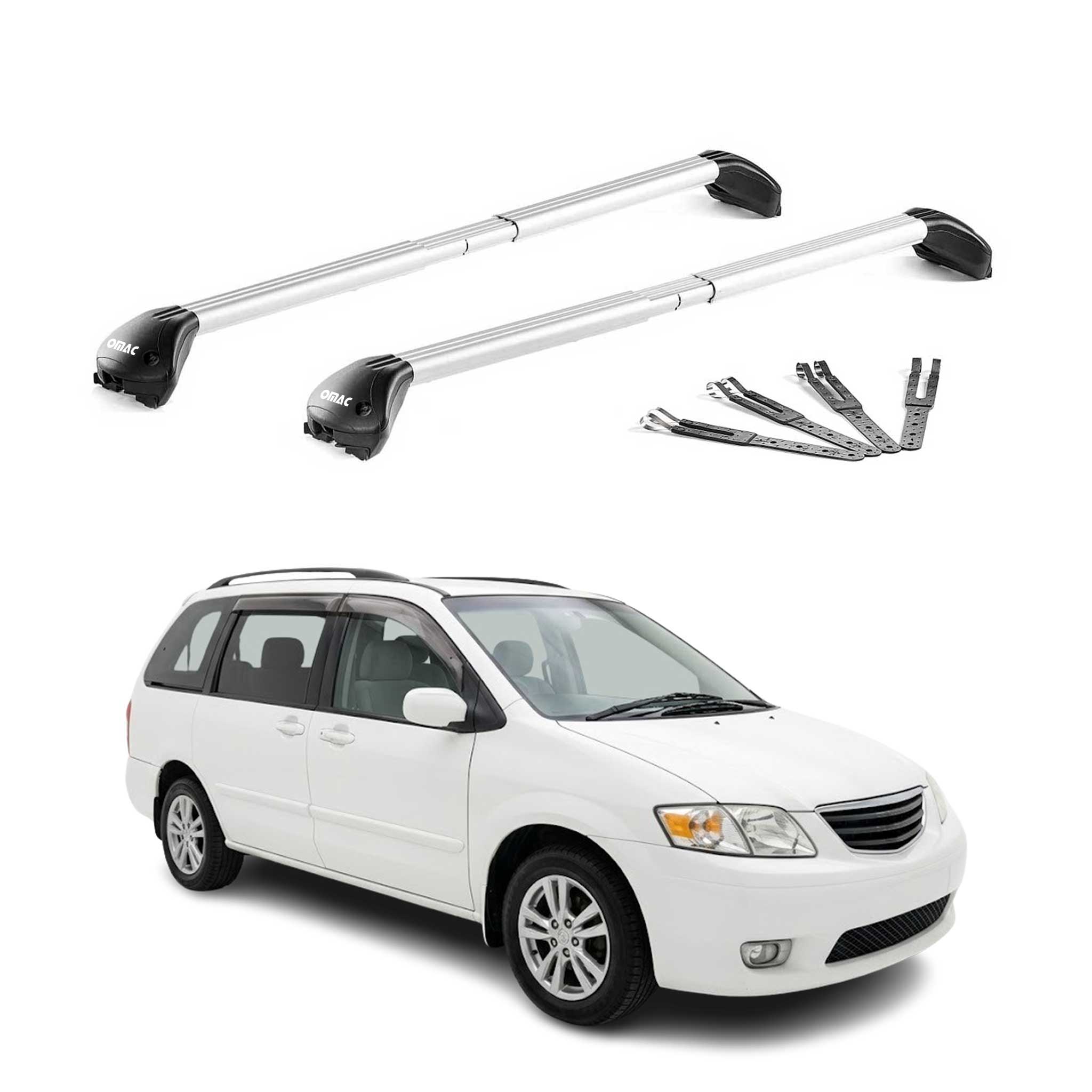 Barres de toit pour Mazda MPV LV 1995-1999 Aluminium Gris Argenté 2 pièces ABE