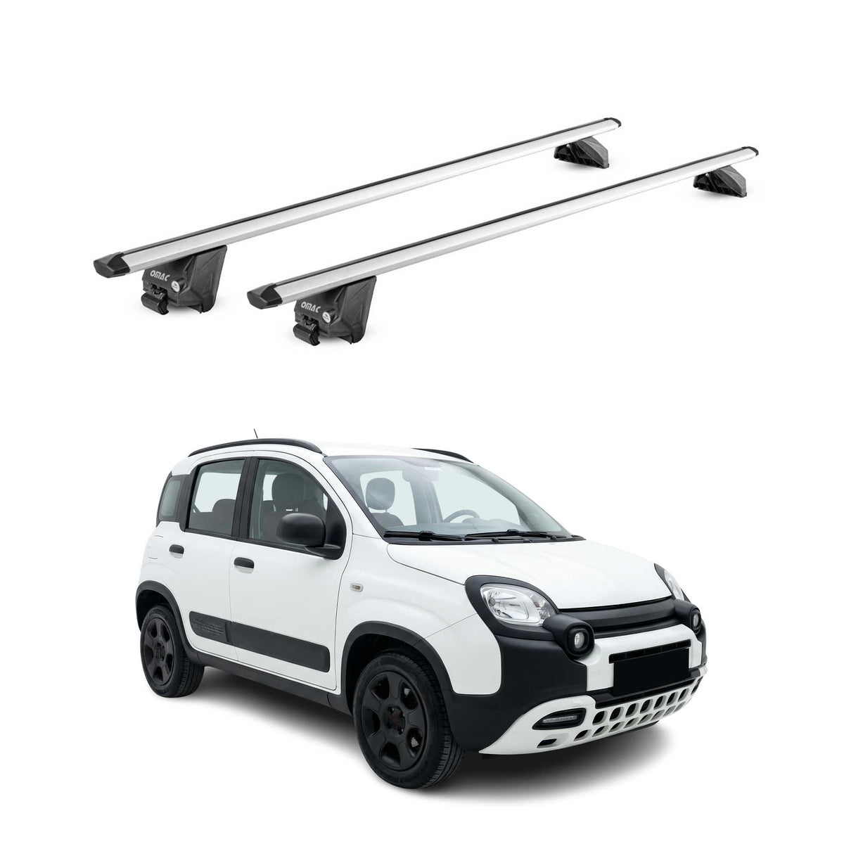 Barres de toit transversales pour Fiat Pandina 2024-2026 Aluminium Gris ABE