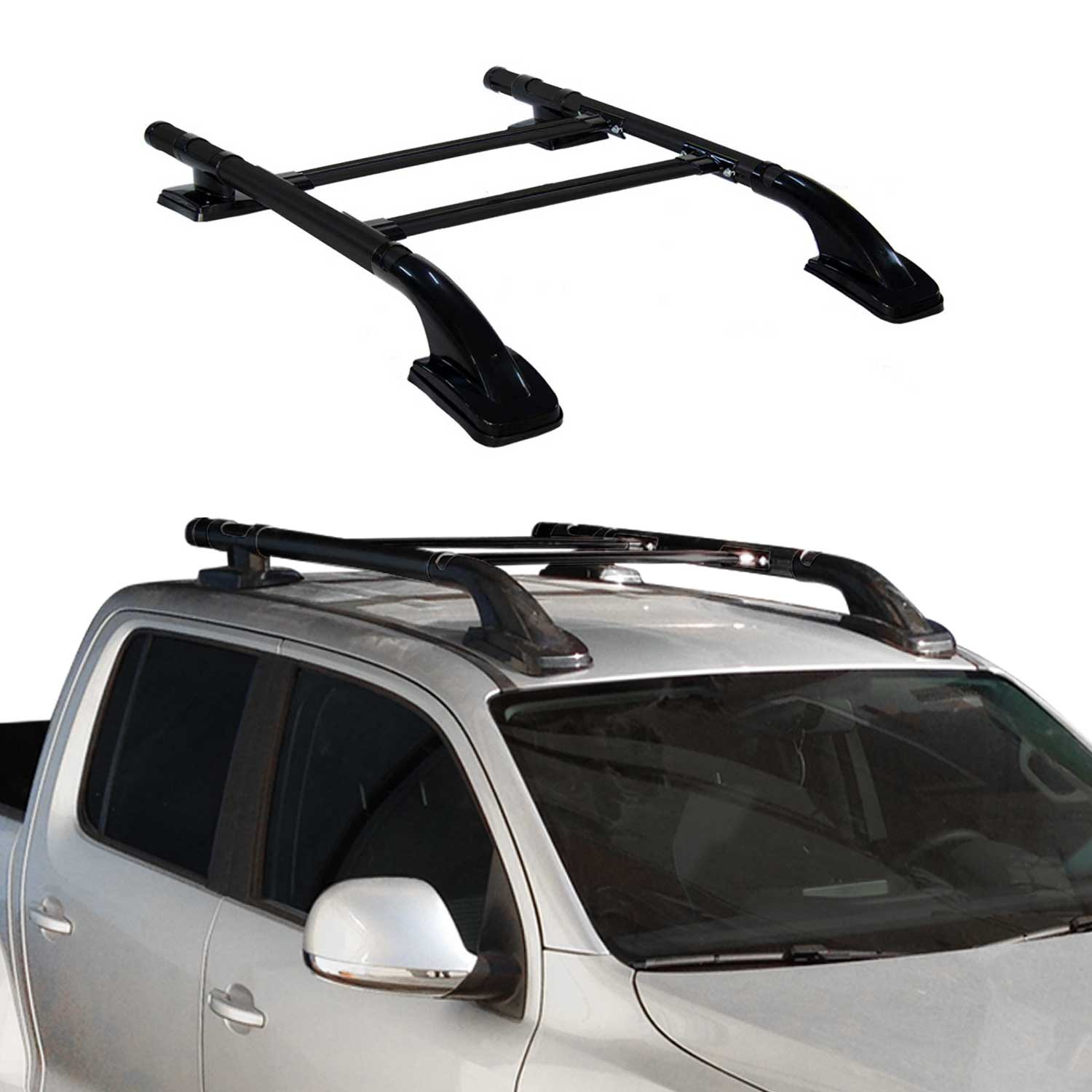 KIT Barres de toit trans+long pour Isuzu D-Max 2006-2012 Aluminium Noir