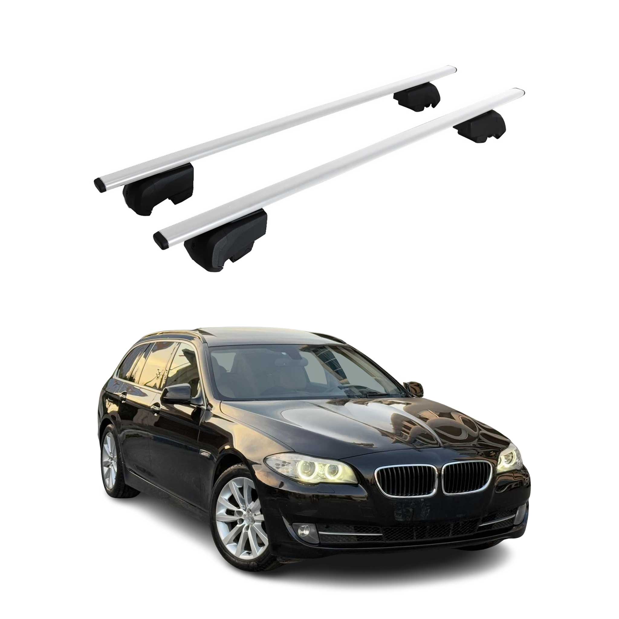Barres de toit transversales pour BMW Série 5 F11 Break 2009-2017 Fer Argent 2x
