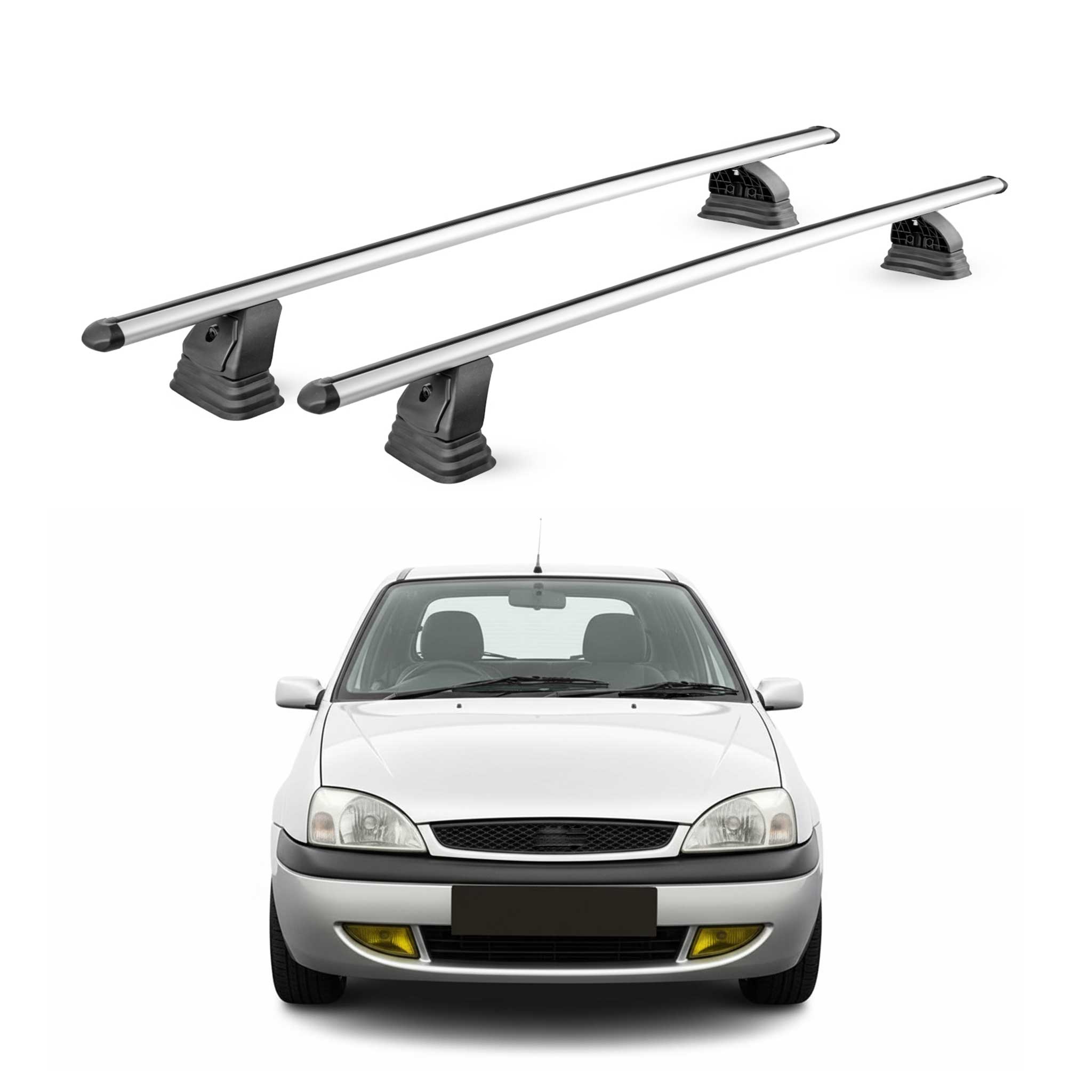 Barres de toit transversales Alu pour Ford Focus II HB Break 2005-2010 Gris 2Pcs
