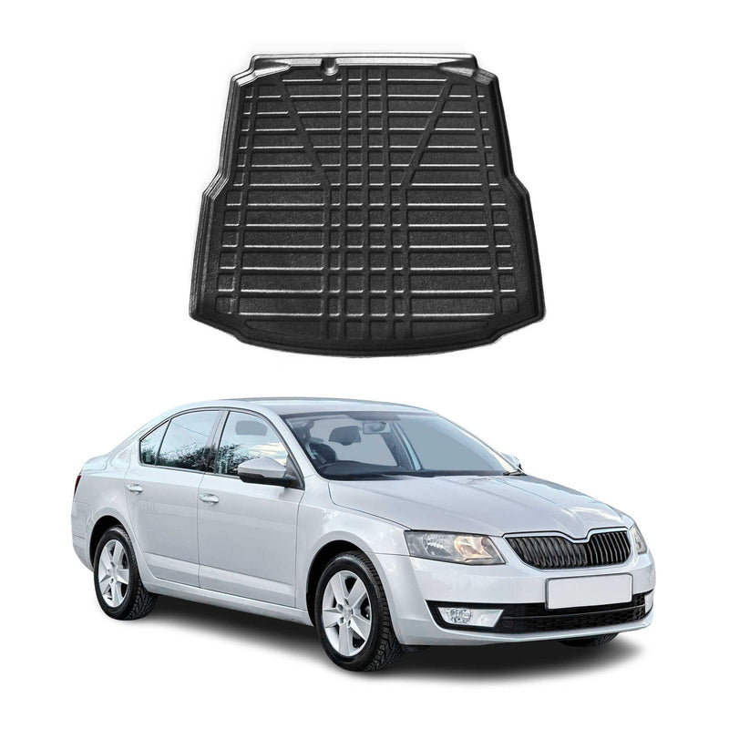 Tapis de Coffre pour Skoda Octavia 2013-2019 Berline en TPE Noir