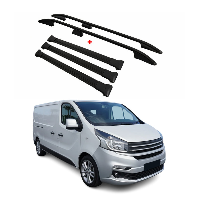 Kit Barres de toit pour Fiat Talento 2016-2024 Alu Noir L3  L2 Long 5x