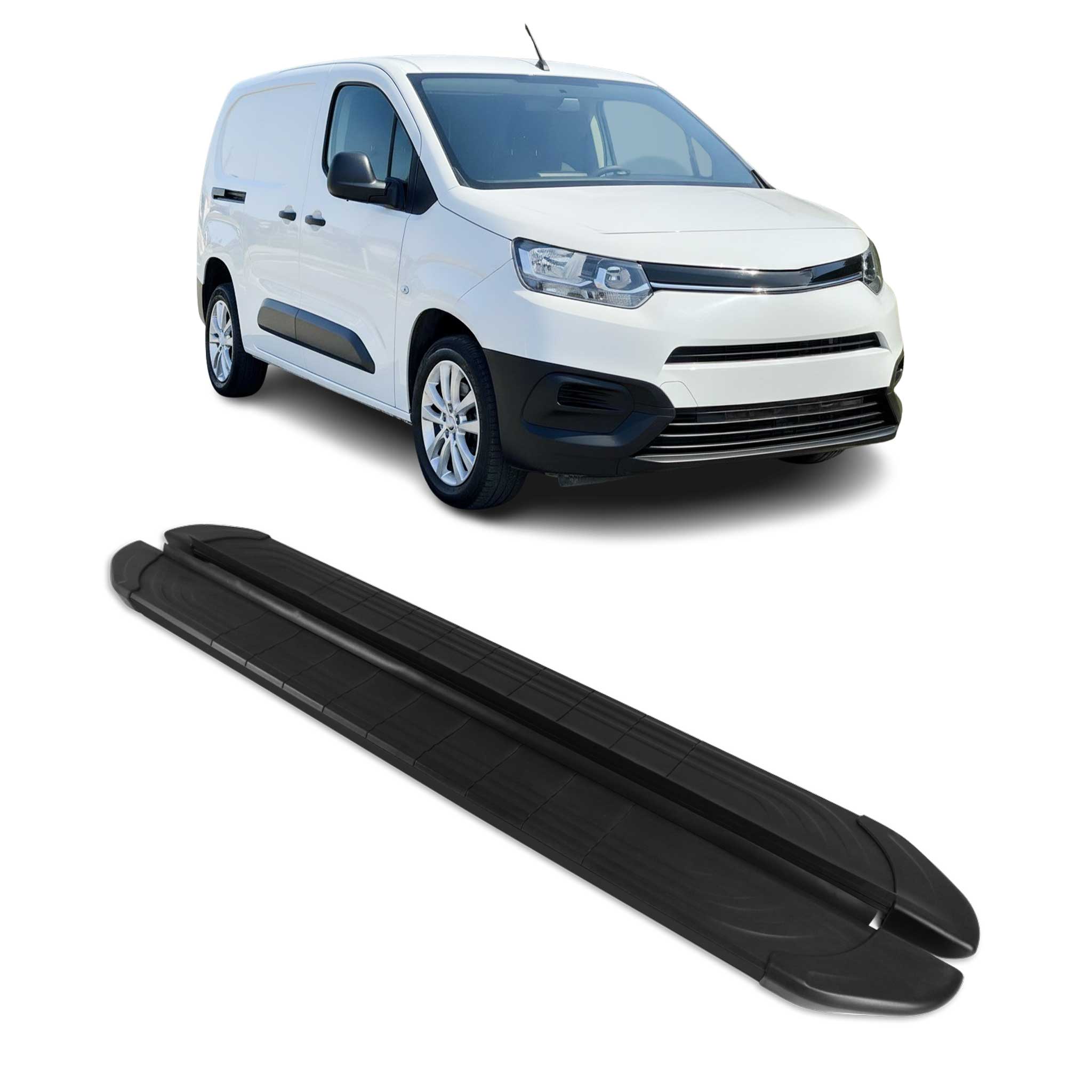 Marchepieds Latéraux pour Toyota Proace City 2019-2026 Van L2 Long Noir Alu 2x