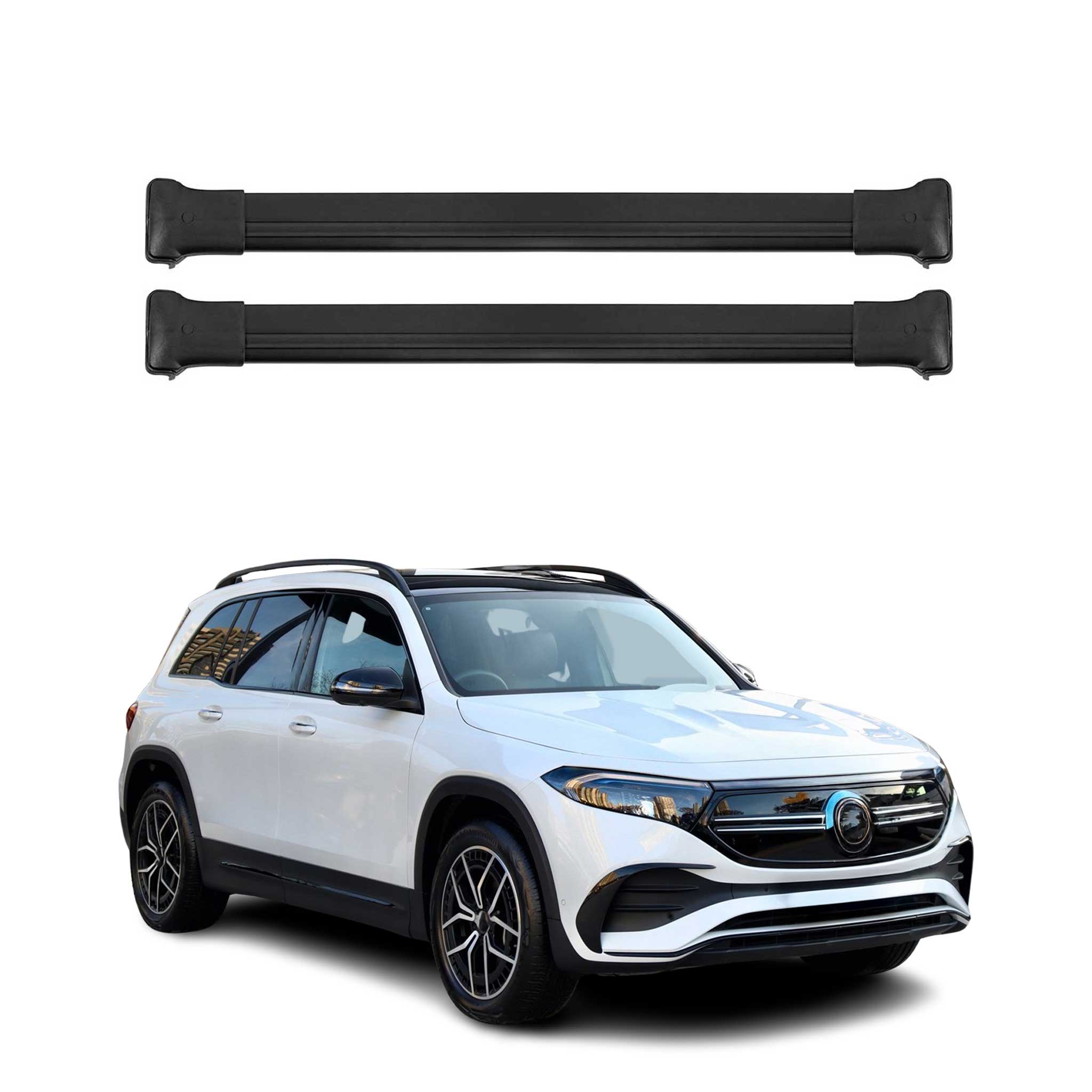 Barres de toit transversales pour Mercedes EQB X243 2022-2026 Aluminium Noir 2x