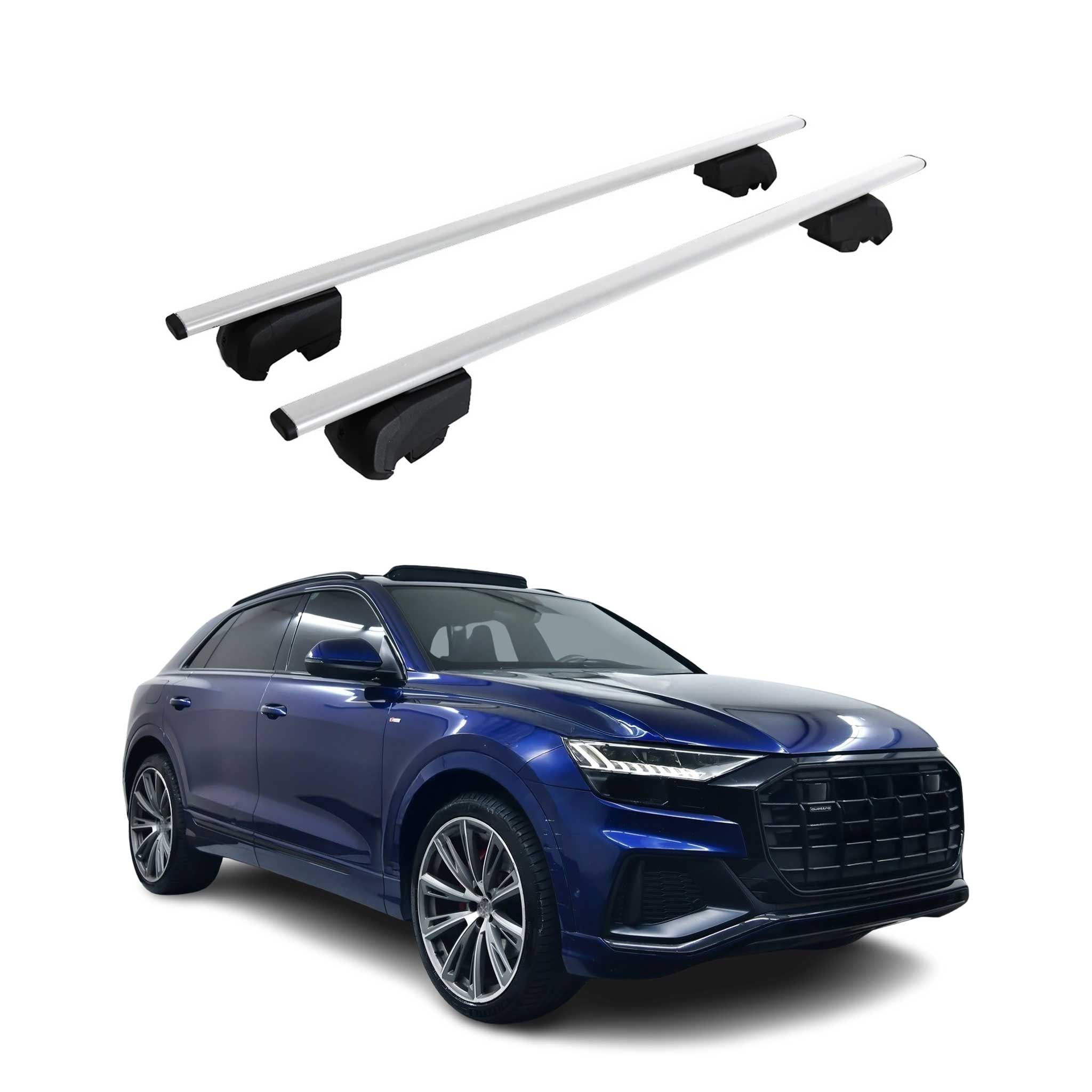 Barres de toit Transversales pour Audi Q8 4M 2018-2026 Fer Gris ABE 2x