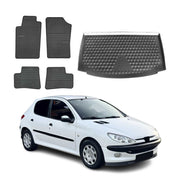Kit Tapis de sol et coffre pour Peugeot 206 1999-2007 HB TPE Noir