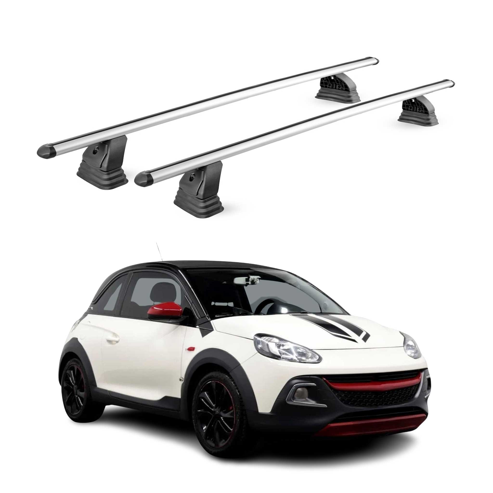 Barres de toit transversales Alu pour Opel Adam 2013-2019 TÜV 75 kg Gris 2Pcs