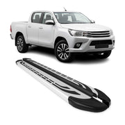 Marchepieds Latéraux pédale pour Toyota Hilux Double Cab 2015-2026 Alu Gris 2Pcs
