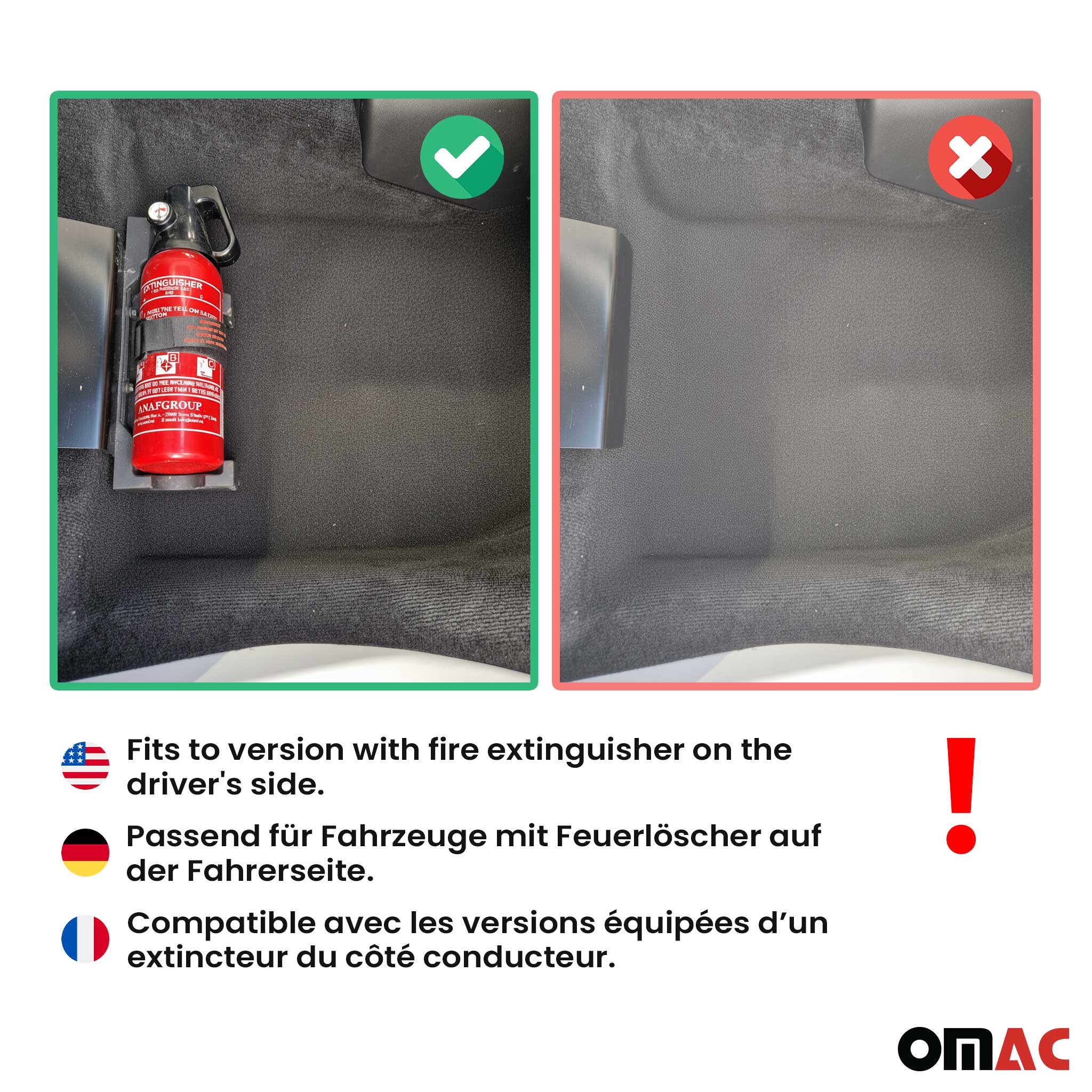 OMAC Tapis de sol pour Mercedes Classe G W463 1990-2018 en caoutchouc Noir