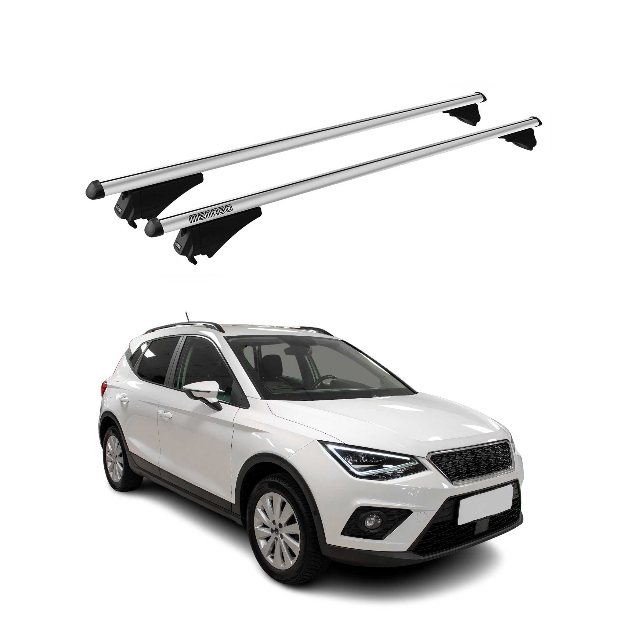 Tiger Barres De Toit Transversales pour Seat Arona 2017-2026 Aluminium Gris 2x
