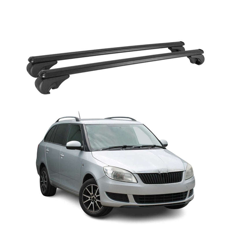Barres de toit Transversales pour Skoda Fabia 2007-2014 Aluminium Noir