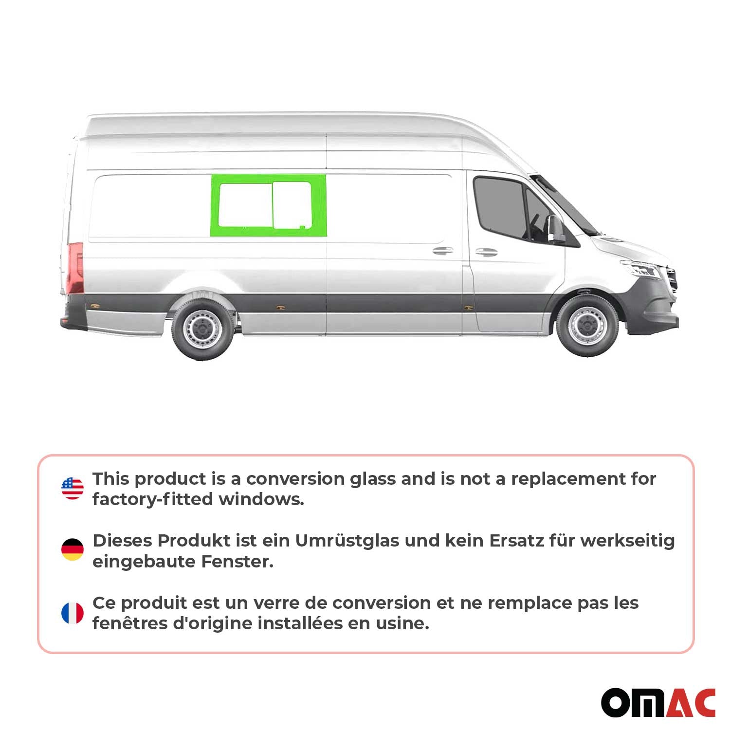 Vitre Porte pour Mercedes Sprinter W906 2006-18 L3/L4 milieu Droit coulissante