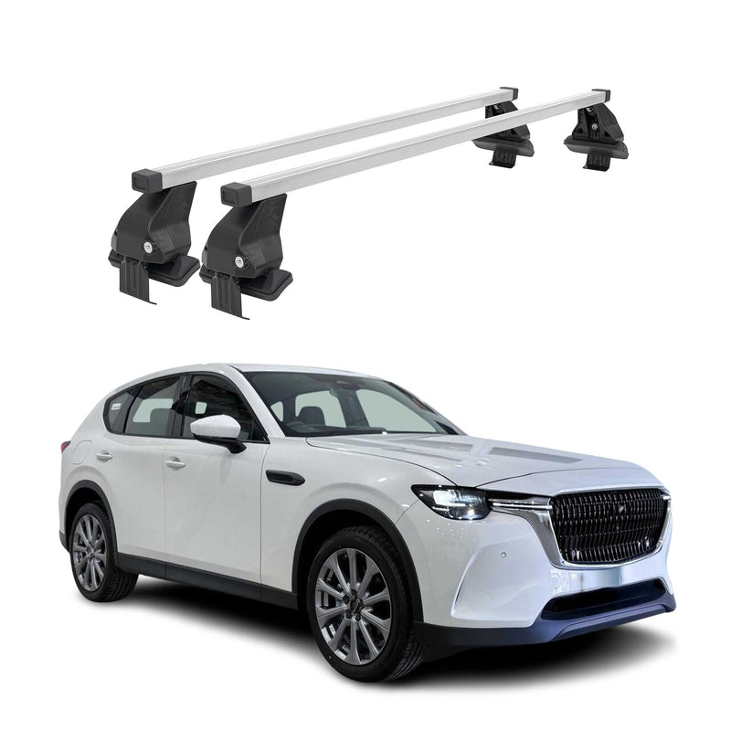 Menabo Barres de toit transversales pour Mazda CX-60 2022-2025 Acier Gris 2x