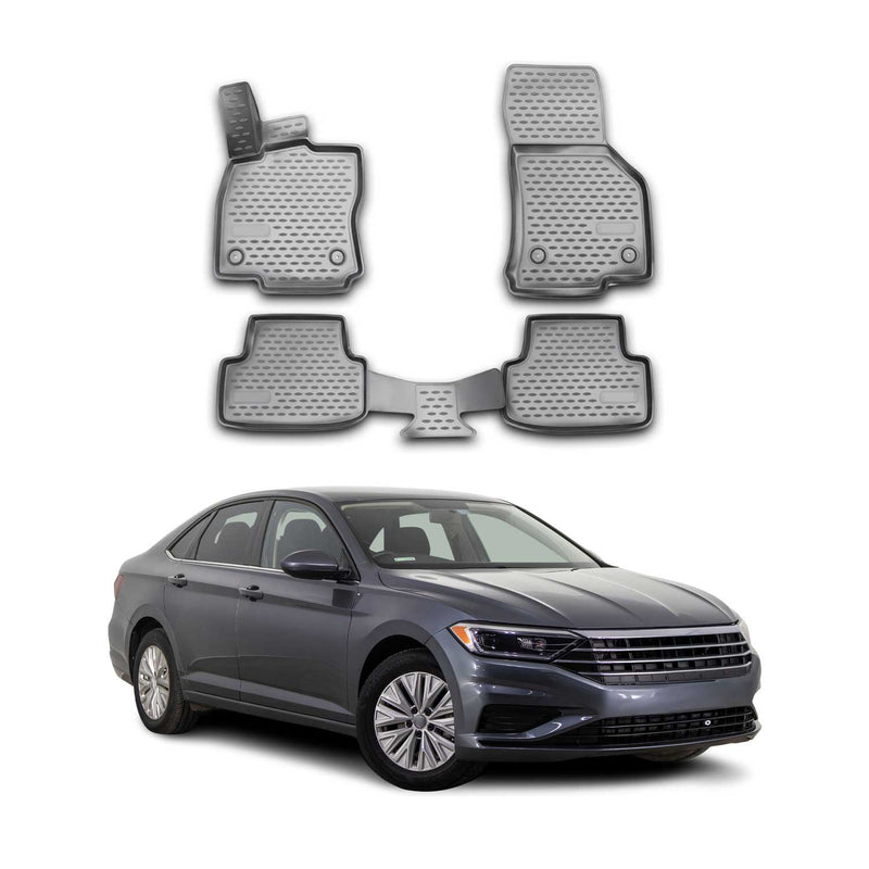 Tapis de sol pour VW Jetta 2018-2020 en caoutchouc TPE 3D Gris 4Pcs
