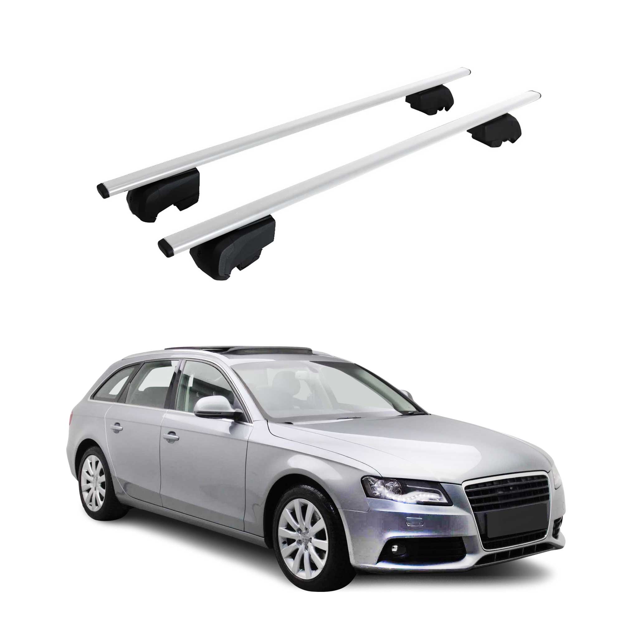 Barres de toit transversales pour Audi A4 2008-2015 Fer Gris 2Pcs