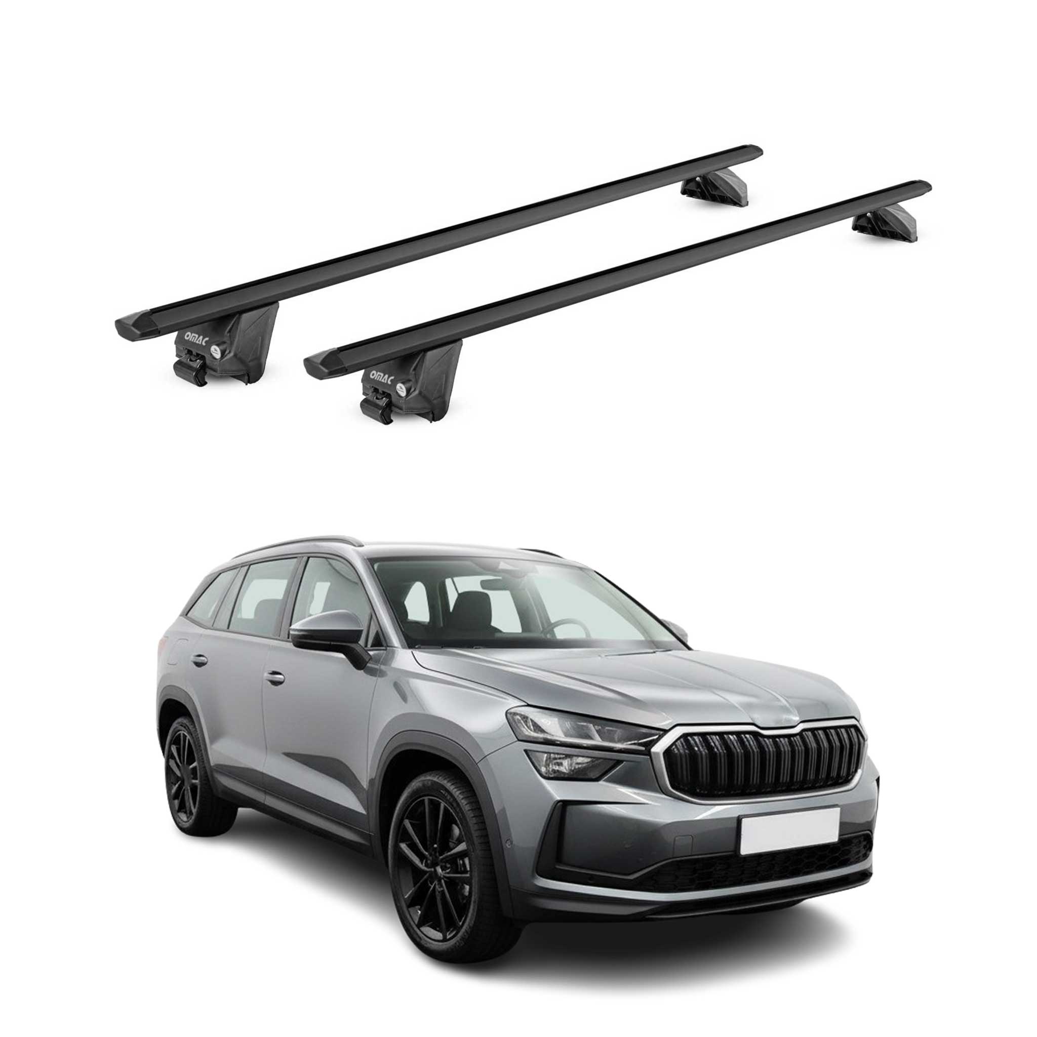 Barres de toit transversales pour Skoda Kodiaq II 2024-26 Alu Noir 2 pièces ABE