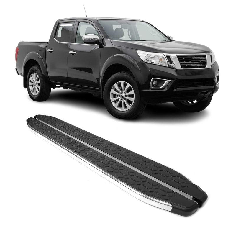Marchepieds Latéraux pour Nissan Navara D23 Double Cab 2016-25 inox Argent Noir