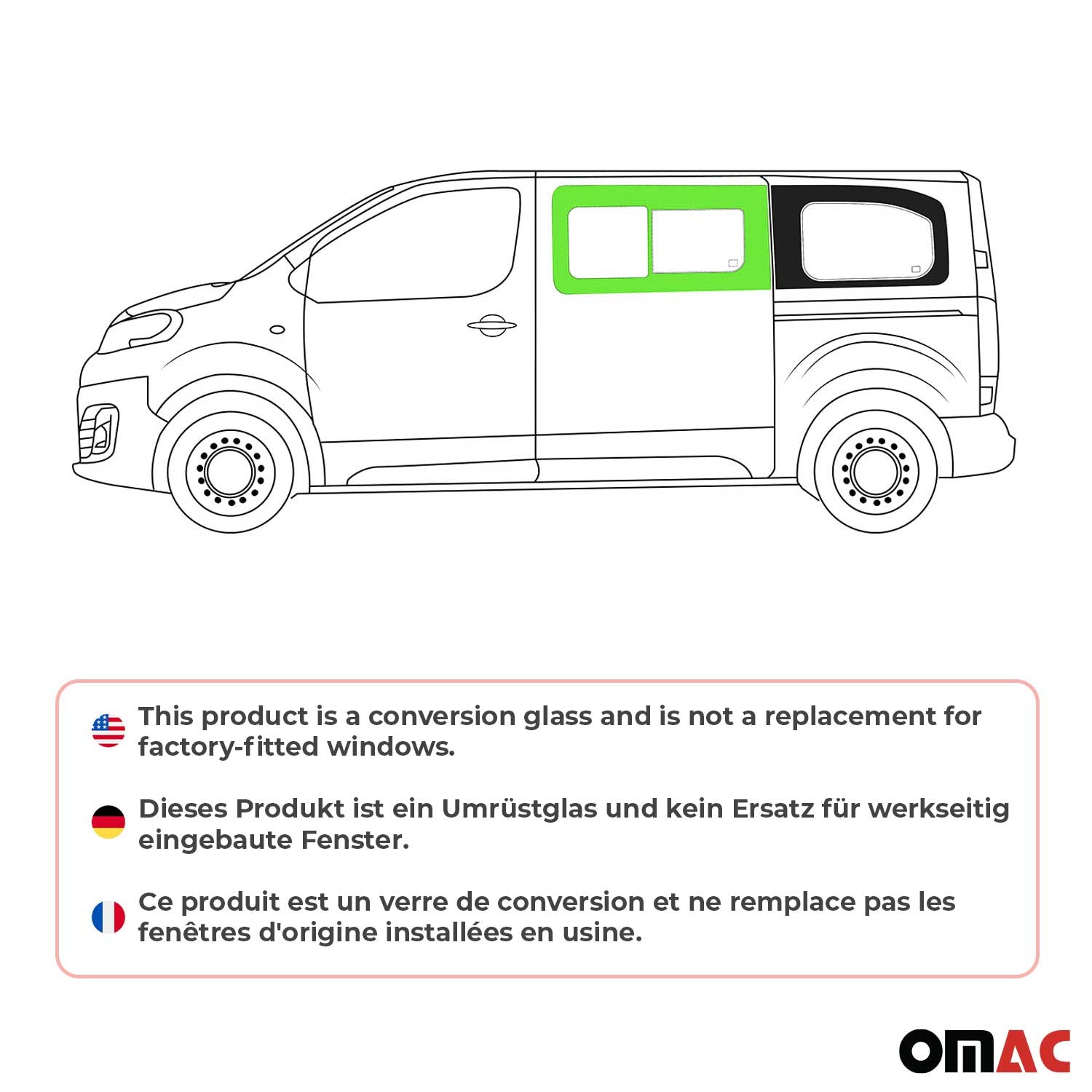Vitre de Porte pour Fiat Scudo 2022-2025 L2 L3 Avant Gauche Fenêtre coulissante