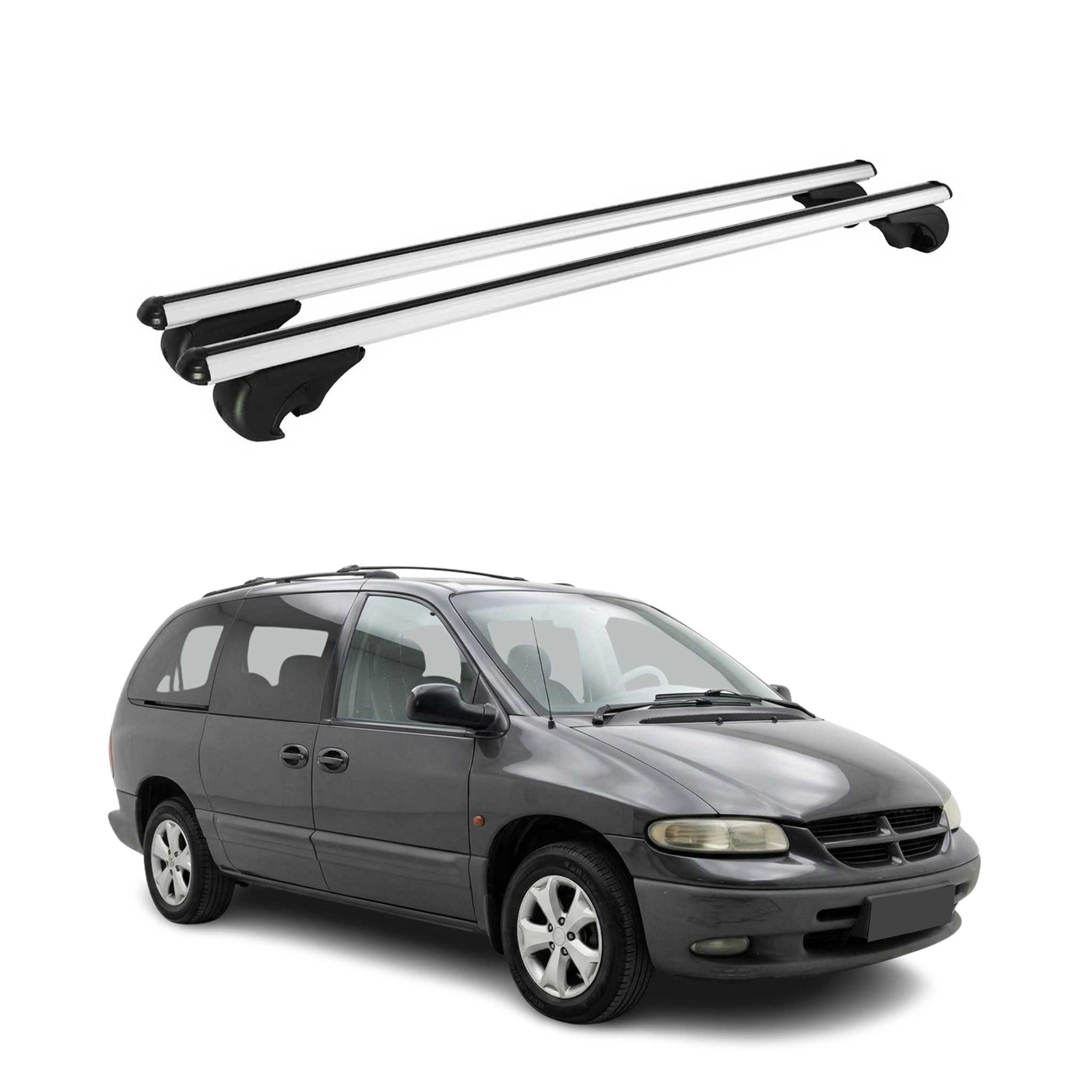 Barres de toit Transversales pour Chrysler Voyager 1996-2000 TÜV Alu Gris 2Pcs