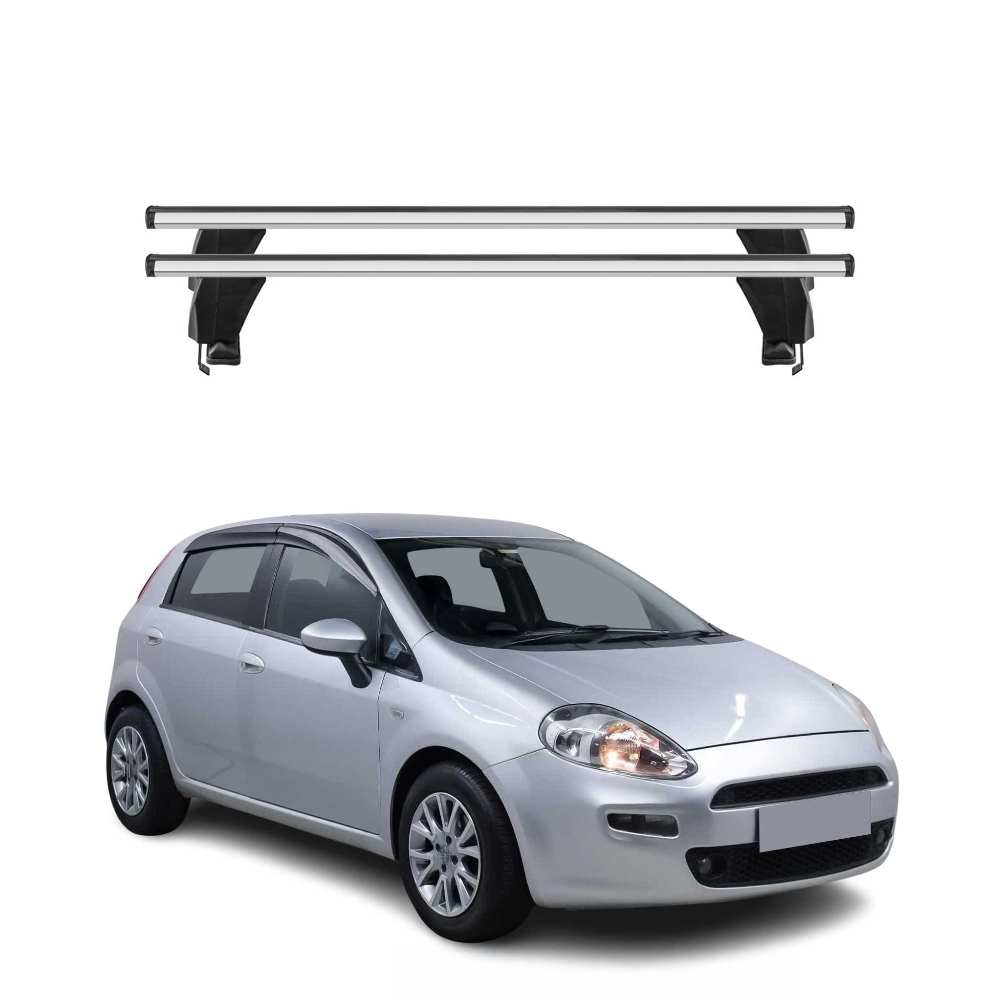 Barres de toit Transversales pour Fiat Punto Evo 2009-2012 Alu Gris 2x 3 portes