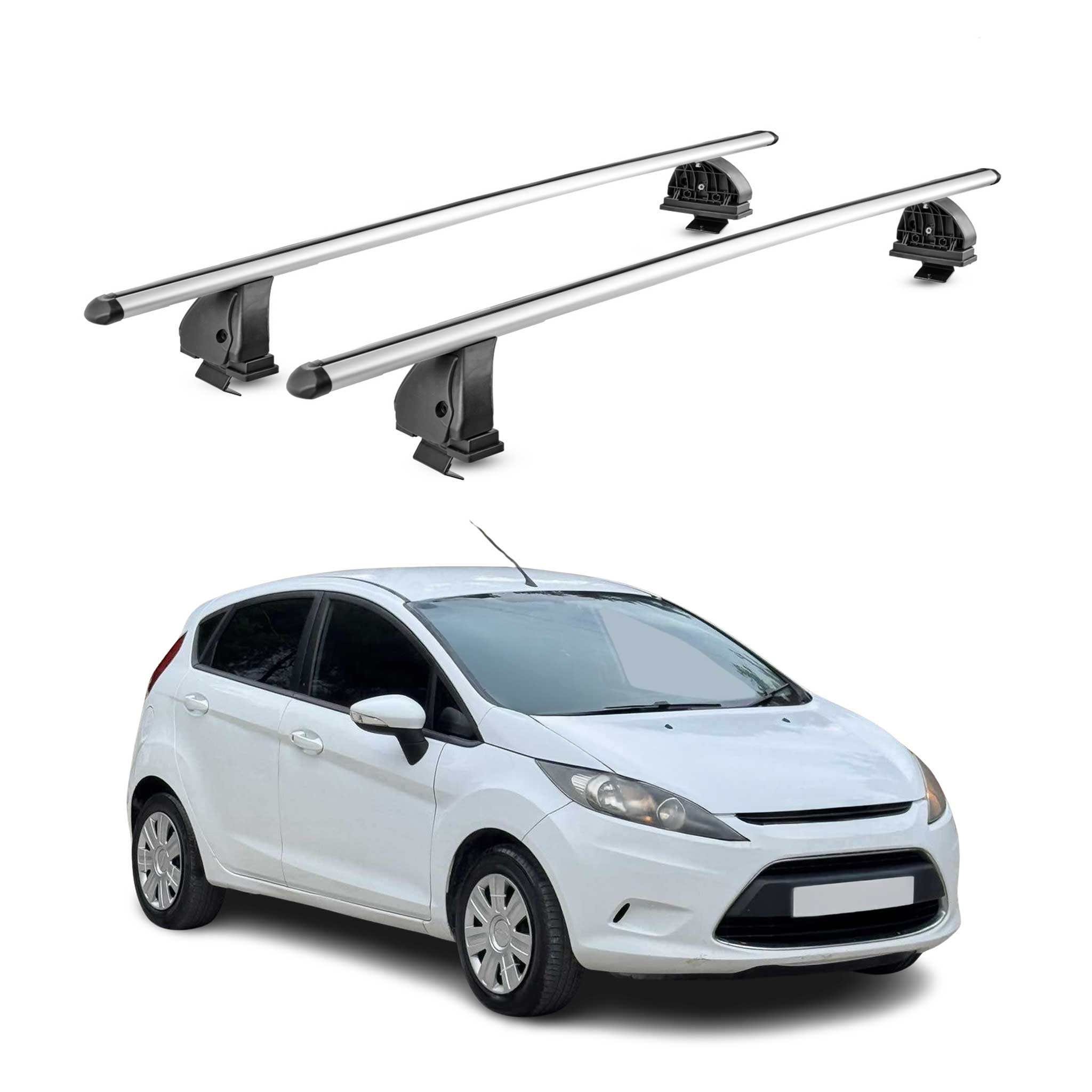 Barres de toit transversales Alu pour Ford Fiesta VI HB 2008-2016 TÜV Gris 2Pcs