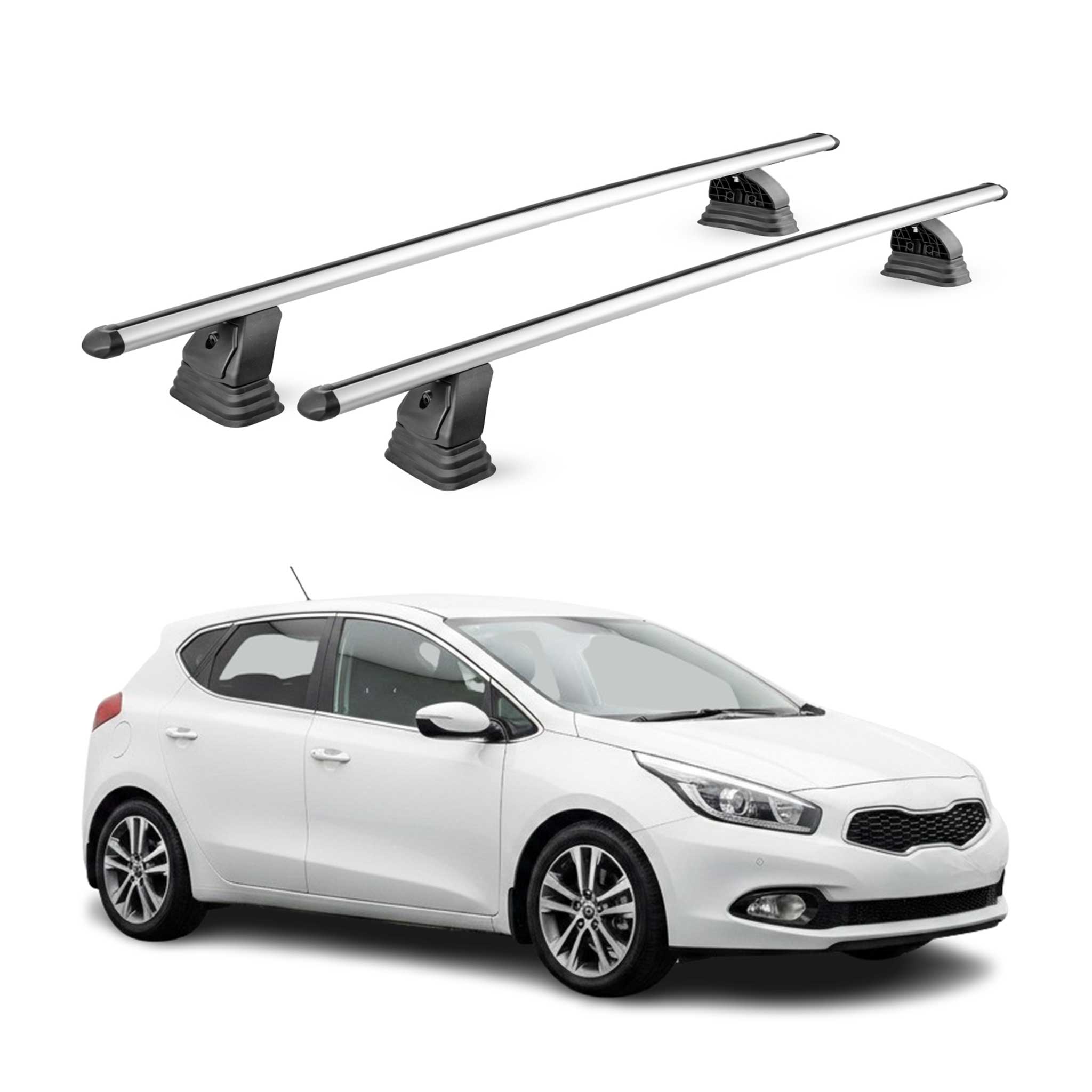 Barres de toit transversales Alu pour Kia Cee'd II 2012-2018 TÜV 75 kg Gris 2Pcs
