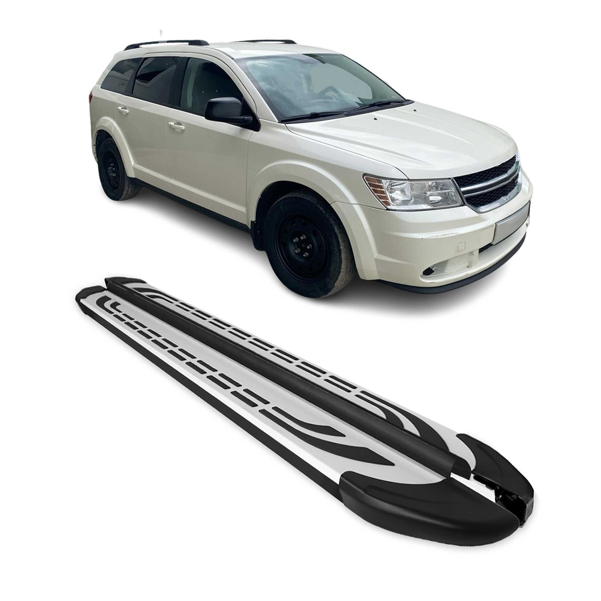 Marchepieds Latéraux pour Dodge Journey 2008-2024 Aluminium Gris Noir 2x