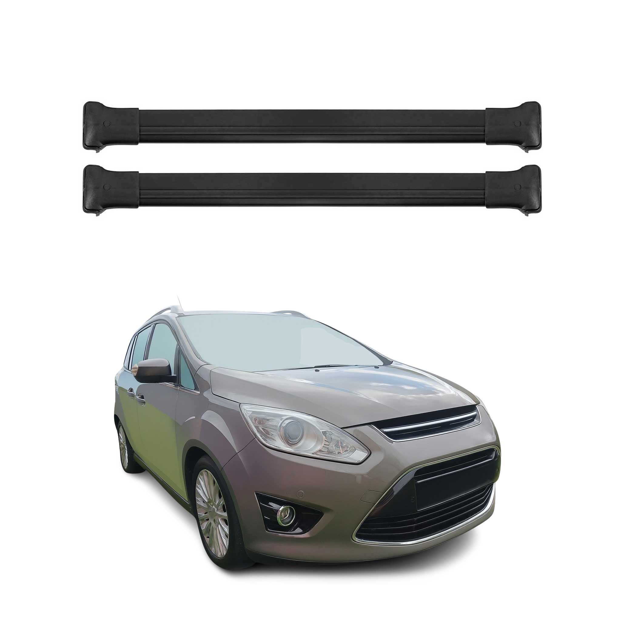 Barres de toit transversales pour Ford Grand C-Max 2010-2019 Aluminium Noir 2Pcs