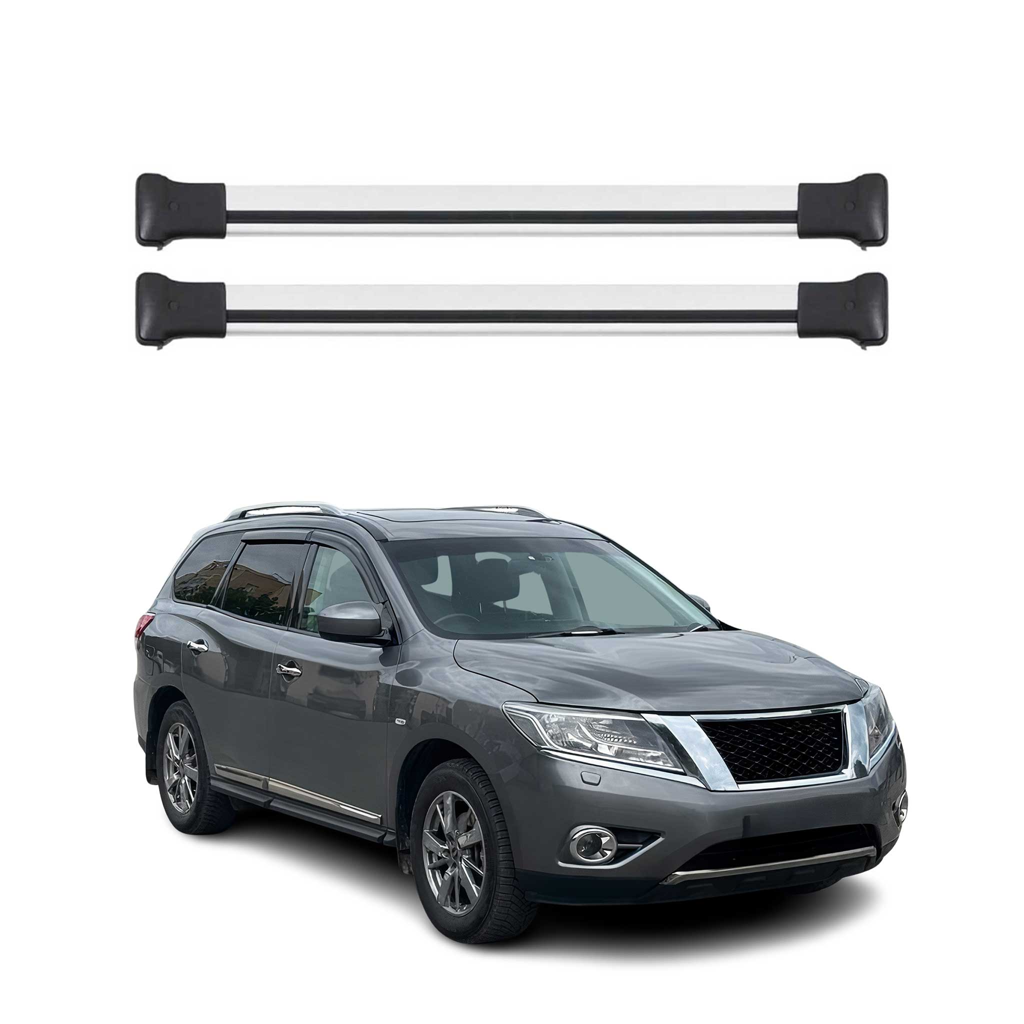 Barres de toit transversales pour Nissan Pathfinder 2013-2021 Aluminium Gris