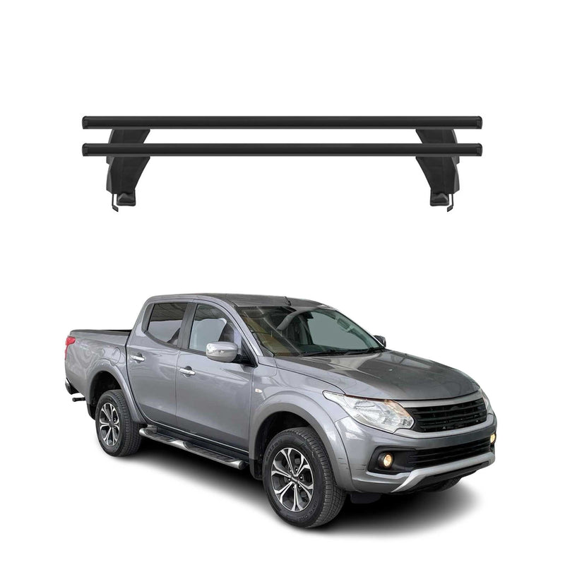 Menabo Barres de toit Transversales pour Fiat Fullback 2016-2019 Alu Noir 2x