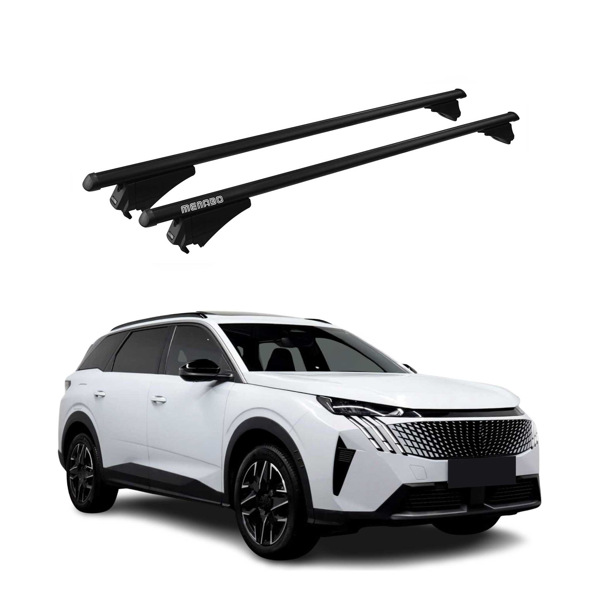 Tiger Barres de toit transversales pour Peugeot 5008 mk3 2024-2026 Alu Noir 2x