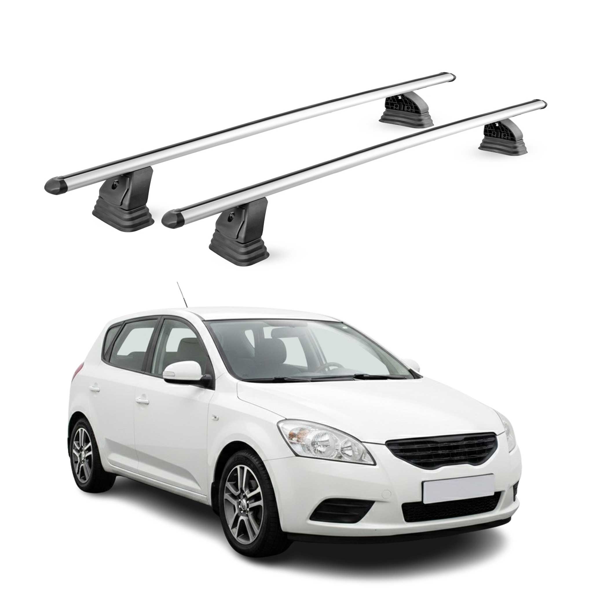 Barres de toit transversales Alu pour Kia Cee'd I 2006-2012 TÜV 75 kg Gris 2Pcs