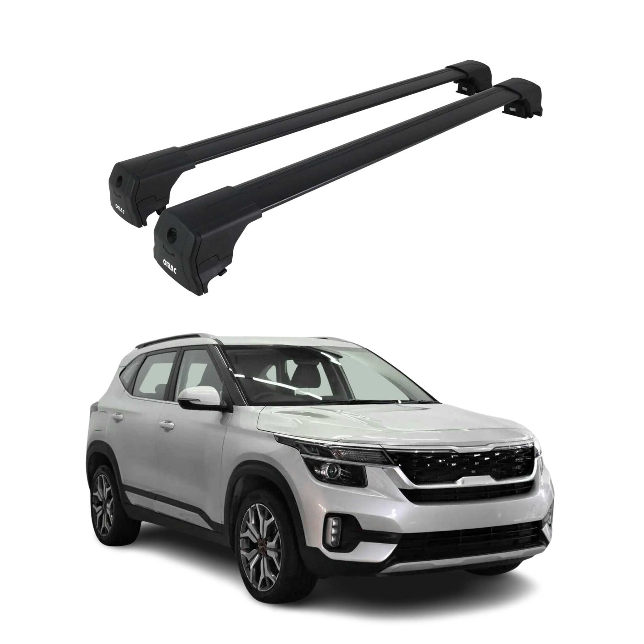 Barres de toit transversales pour Kia Seltos 2019-2026 Noir Aluminium