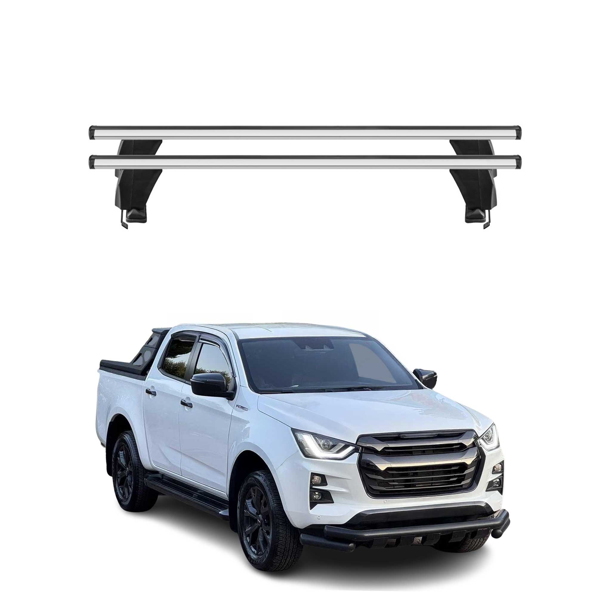 Menabo Barres de toit transversales pour Isuzu D-Max III 2019-2026 Alu Gris 2x