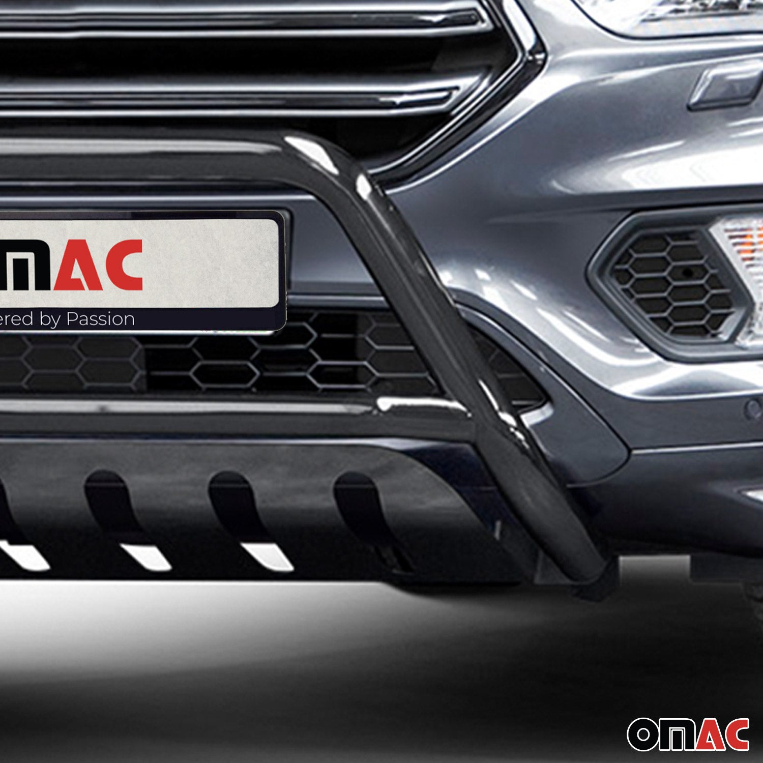 Pare-Buffle Avant Pour Ford Kuga II 2017-2019 Facelift Acier Inox Noir ABE