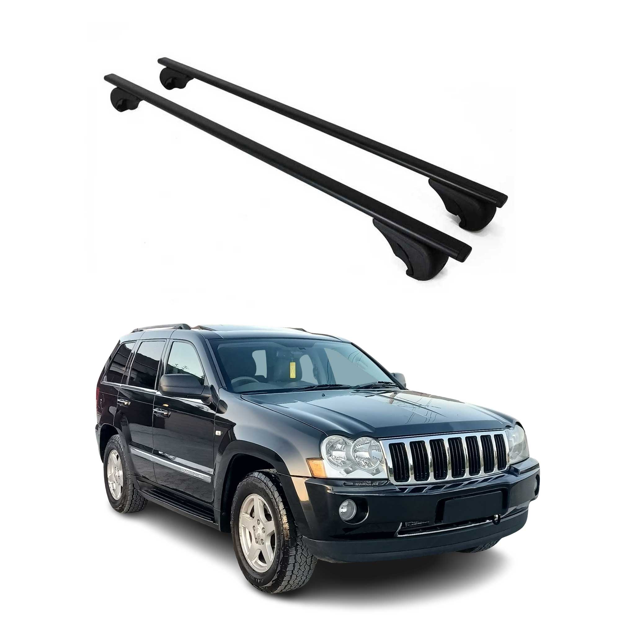 Barres de toit Transversales pour Jeep Grand Cherokee 2005-2010 Fer Noir