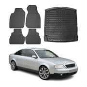 Kit Tapis de sol et coffre pour Audi A6 C5 Berline 1997-2004 Noir TPE