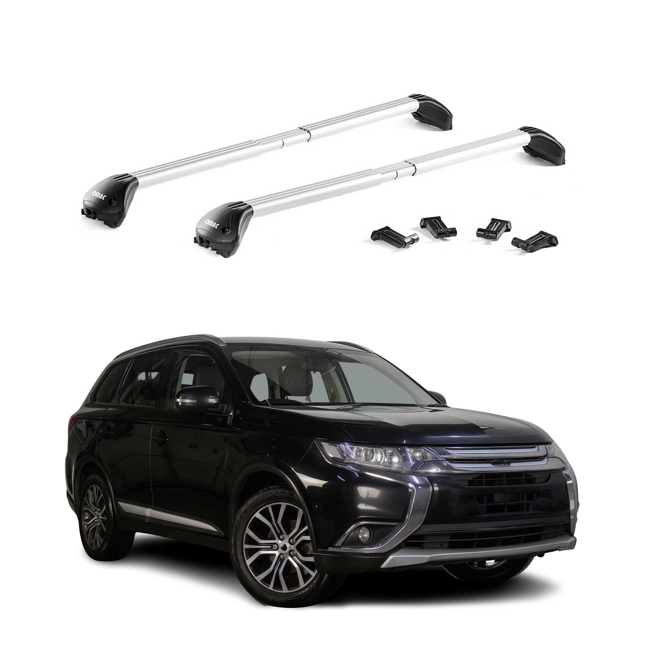Barres de toit transversales pour Mitsubishi Outlander III 2013-21 Gris 2x ABE