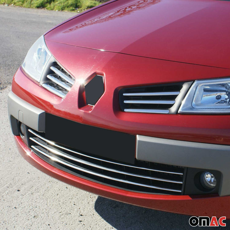 Grille de Calendre pour Renault Megane 2002-2006 6 PCS Acier Inox Chromé