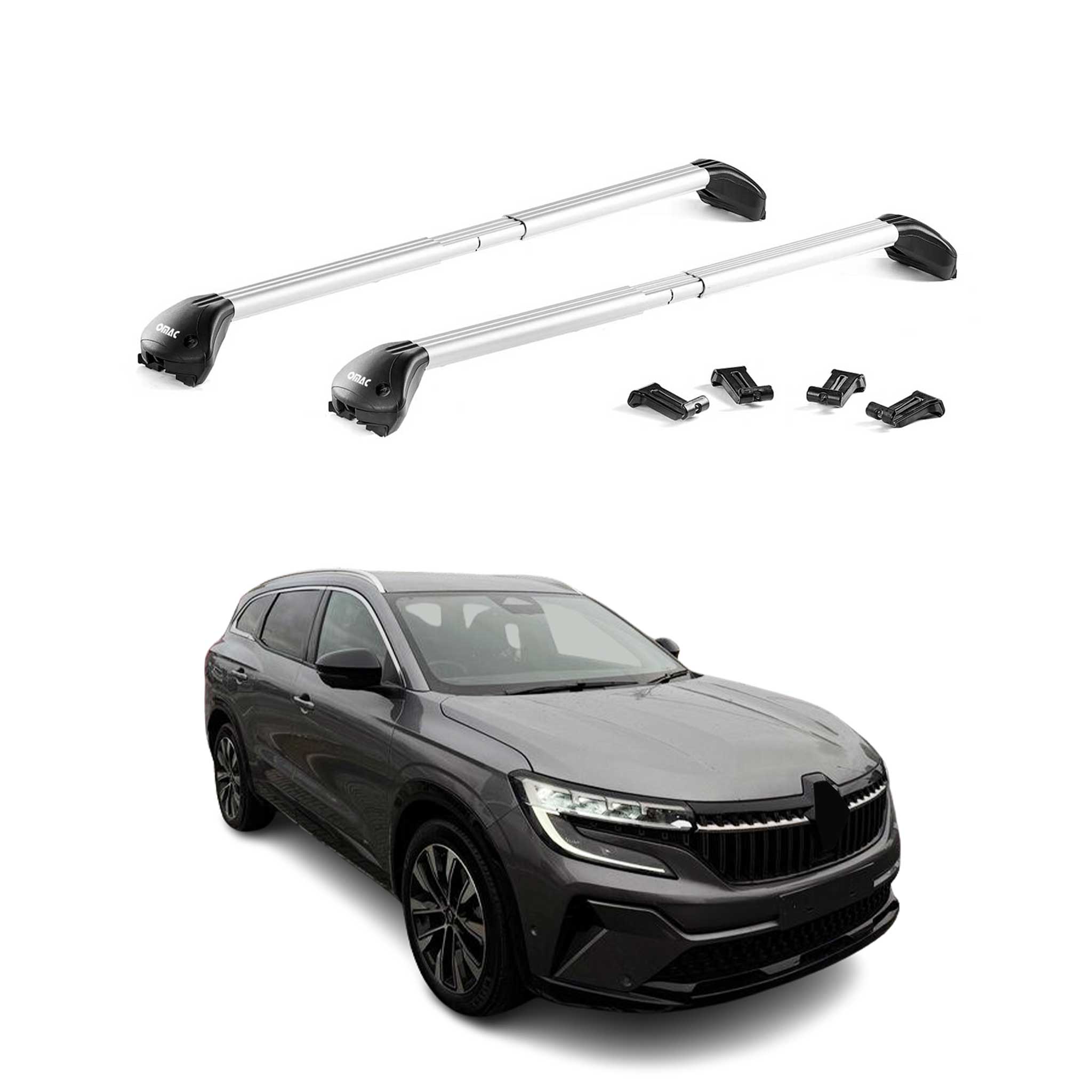 Barres de toit transversales pour Renault Espace 2023-2026 Alu Gris 2x ABE